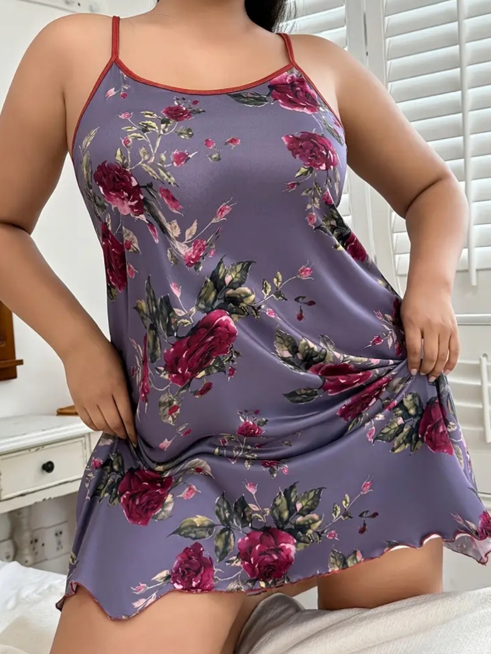 Violet, Floral Rose, Night Slip - Picture 5 of 5